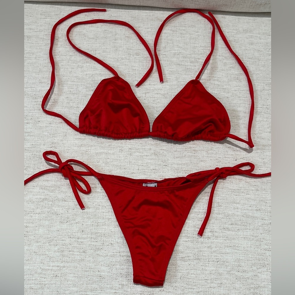 Jess Swimwear Red Triangle Bikini Set M